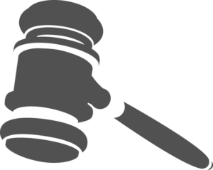 Grey illustration of a gavel